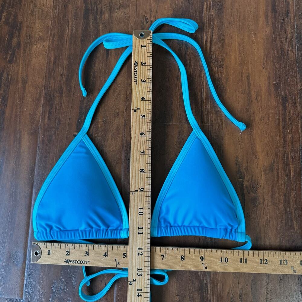 93 PLAY STREET Bikini Set Ocean Blue Triangle Top High Waist NWOT - Picture 9 of 10